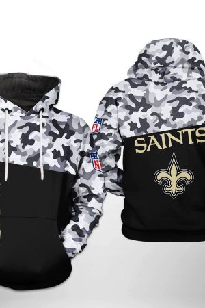 NFL New Orleans Saints NFL Camo Veteran Team Hoodie Genxprint