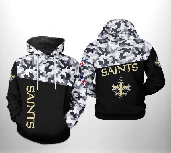 NFL New Orleans Saints NFL Camo Veteran Team Hoodie Genxprint