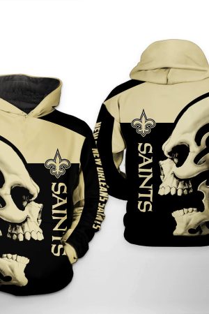 NFL New Orleans Saints NFL Skull Hoodie Genxprint