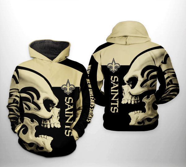 NFL New Orleans Saints NFL Skull Hoodie Genxprint