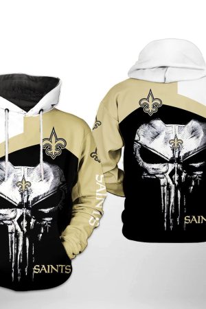 NFL New Orleans Saints NFL Skull Punisher Team Hoodie Genxprint