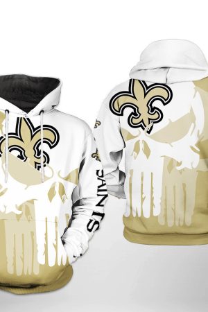 NFL New Orleans Saints NFL Team Skull Hoodie Genxprint
