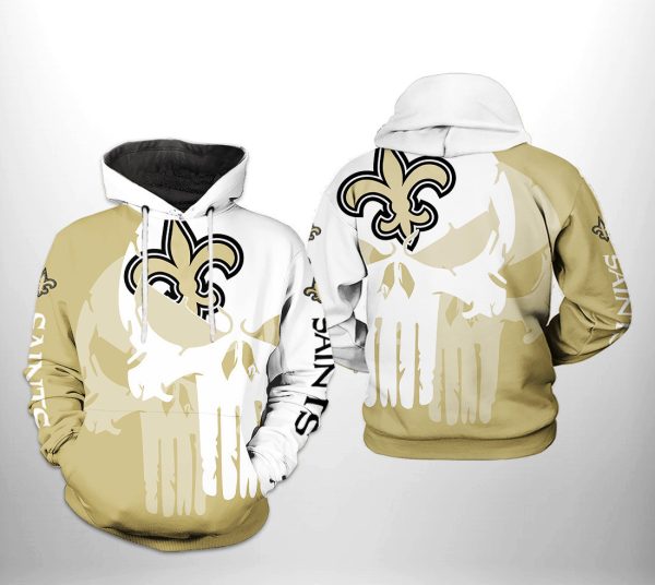 NFL New Orleans Saints NFL Team Skull Hoodie Genxprint