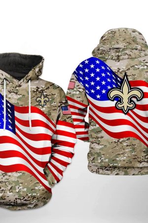 NFL New Orleans Saints NFL US Flag Camo Veteran Team Hoodie Genxprint