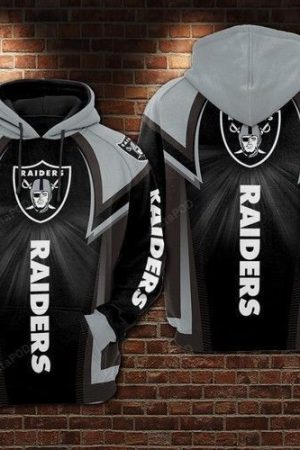 NFL Oakland Raiders Nfl Football Black Gray Hoodie Genxprint