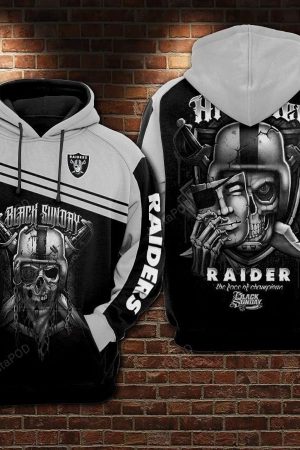 NFL Oakland Raiders Nfl Football Black Sunday Skull Hoodie Genxprint