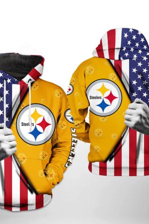 NFL Pittsburgh Steelers NFL US Flag Team Hoodie Genxprint