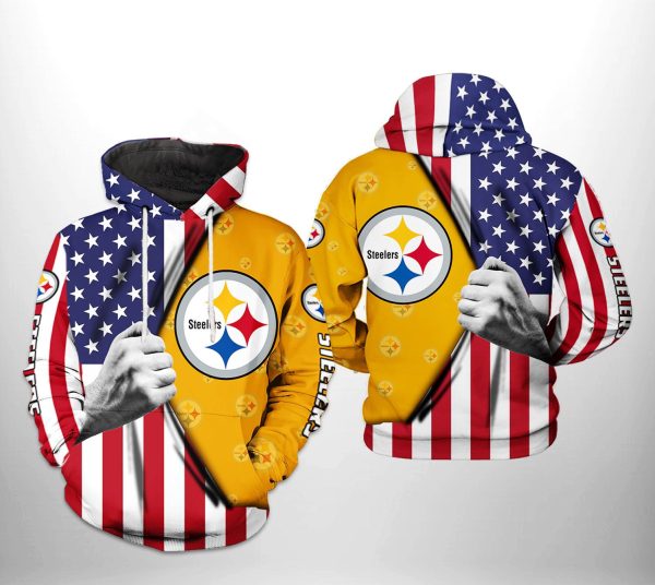 NFL Pittsburgh Steelers NFL US Flag Team Hoodie Genxprint