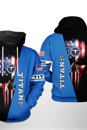 NFL Tennessee Titans NFL US Flag Skull Team Hoodie Genxprint