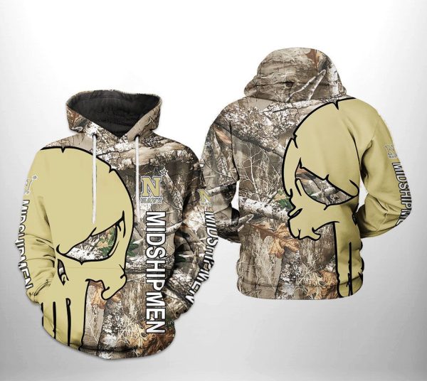 Navy Midshipmen NCAA Camo Veteran Hunting Hoodie Genxprint
