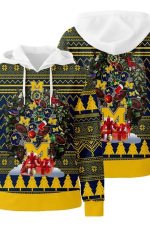Ncaa Michigan Wolverines Tree Christmas 3D All Over Print Hoodie Zip-Up Hoodie Genxprint