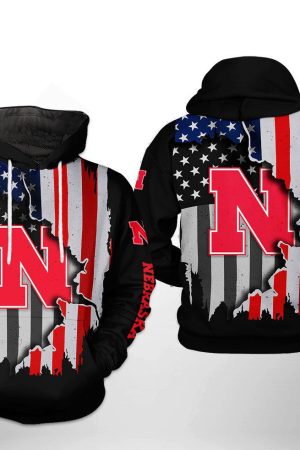 Nebraska Cornhuskers NCAA US Flag Hoodie Genxprint