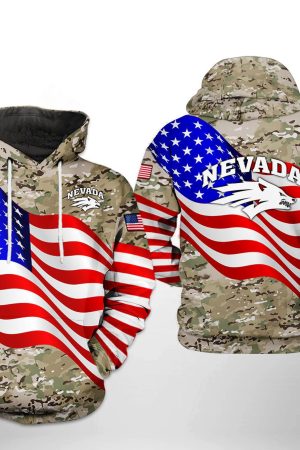 Nevada Wolf Pack NCAA US Flag Camo Veteran Hoodie Genxprint