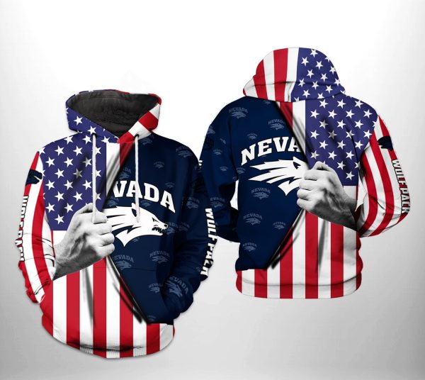 Nevada Wolf Pack NCAA US Flag Hoodie Genxprint