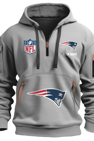 New England Patriots Premium NFL Quarter Zip Hoodie Genxprint