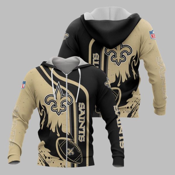 New Orleans Saints Football Personalized 3D printed Sweatshirt Hoodie Zipped Hoodie Genxprint