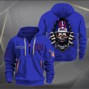 New York Giants Football Player Skull Quarter Zip Hoodie Genxprint