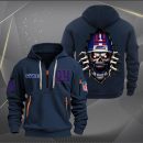 New York Giants Football Player Skull Quarter Zip Hoodie Genxprint