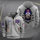 New York Giants Football Player Skull Quarter Zip Hoodie Genxprint