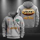 New York Jets Golden Logo NFL Quarter Zip Hoodie Genxprint