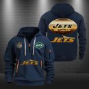 New York Jets Golden Logo NFL Quarter Zip Hoodie Genxprint