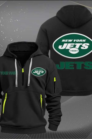 New York Jets Logo NFL Quarter Zip Hoodie Style Genxprint