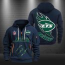 New York Jets Monster Scratch Logo NFL Quarter Zip Hoodie Genxprint