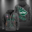 New York Jets Monster Scratch Logo NFL Quarter Zip Hoodie Genxprint