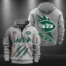 New York Jets Monster Scratch Logo NFL Quarter Zip Hoodie Genxprint