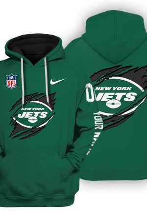 New York Jets Scratch Logo NFL 3D Hoodie Style Genxprint