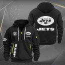 New York Jets White Logo NFL Quarter Zip Hoodie Genxprint