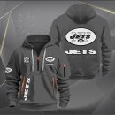 New York Jets White Logo NFL Quarter Zip Hoodie Genxprint
