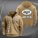 New York Jets White Logo NFL Quarter Zip Hoodie Genxprint