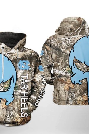 North Carolina Tar Heels NCAA Camo Veteran Hunting Hoodie Genxprint