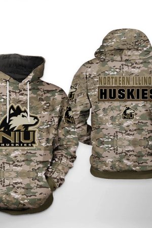 Northern Illinois Huskies NCAA Camo Veteran Hoodie Genxprint
