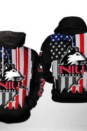 Northern Illinois Huskies NCAA US Flag Hoodie Genxprint
