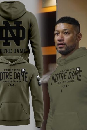 Notre Dame Fighting Irish Army Green NCAA Hoodie Genxprint