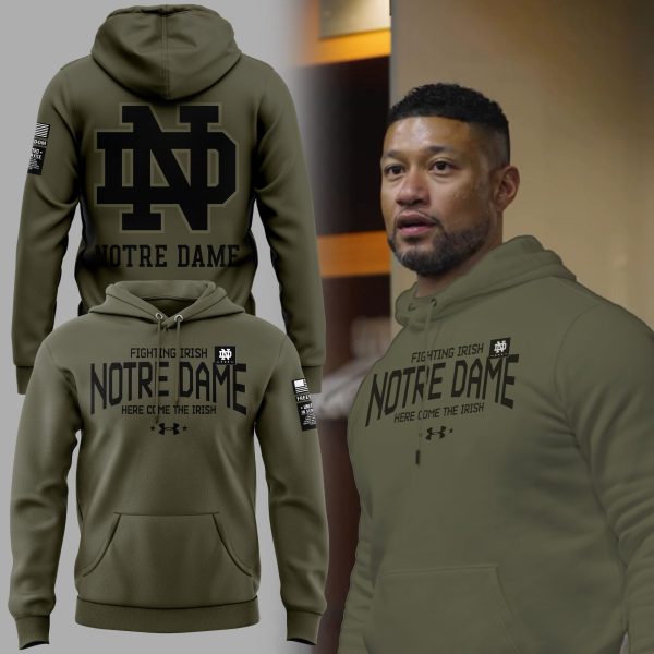 Notre Dame Fighting Irish Army Green NCAA Hoodie Genxprint