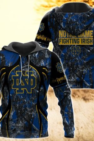 Notre Dame Fighting Irish Camo Hunting 3D printed Sweatshirt Hoodie Zipped Hoodie Genxprint