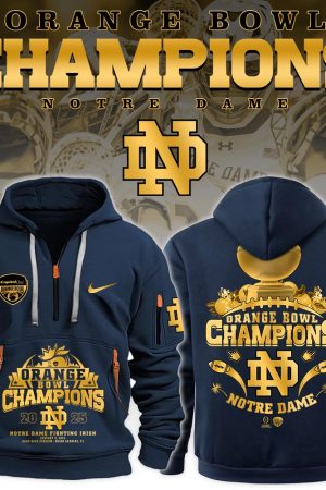 Notre Dame Fighting Irish Football Champions Sugar Bowl Navy NCAA Quarter Zip Hoodie Genxprint