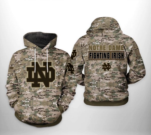 Notre Dame Fighting Irish NCAA Camo Veteran Hoodie Genxprint