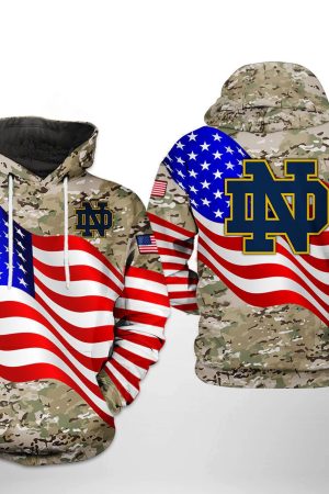 Notre Dame Fighting Irish NCAA US Flag Camo Veteran Hoodie Zip Hoodie Genxprint