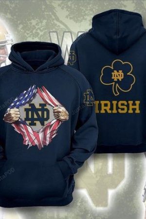Notre Dame Fighting Irish Ncaa American Ripped Hoodie Genxprint