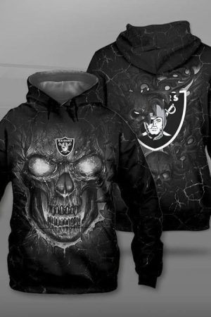 Oakland Raiders Skull Hoodie Zip Hoodie Genxprint