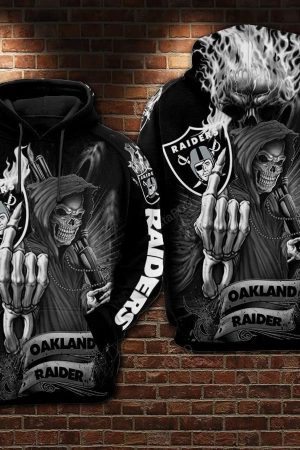 Oakland Raiders Skull NFL Football Team Hoodie Genxprint