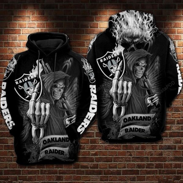 Oakland Raiders Skull NFL Football Team Hoodie Genxprint
