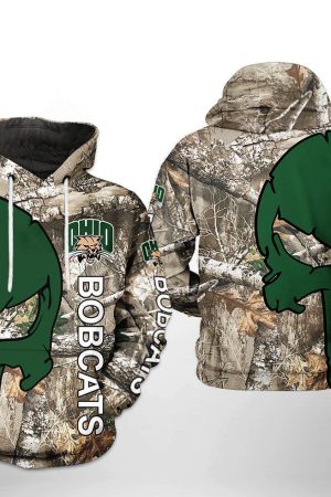 Ohio Bobcats NCAA Camo Veteran Hunting Hoodie Genxprint