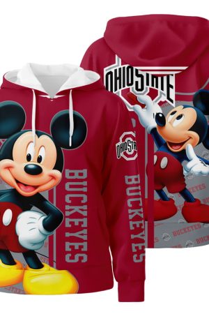 Ohio State Buckeyes Mickey 3D All Over Print Hoodie Zip-Up Hoodie Genxprint