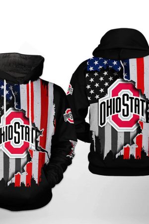 Ohio State Buckeyes NCAA US Flag Hoodie Zip Hoodie Genxprint
