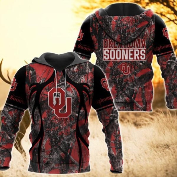 Oklahoma Sooners Camo Hunting 3D printed Sweatshirt Hoodie Zipped Hoodie Genxprint